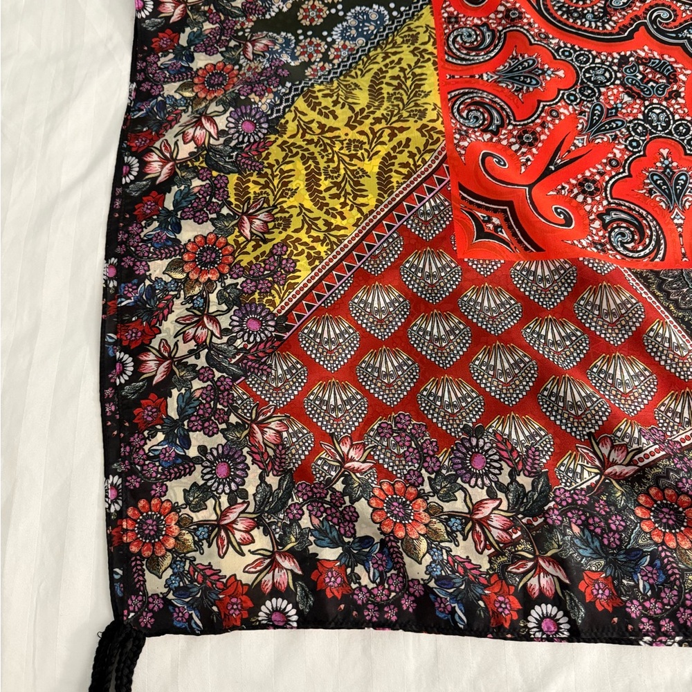 Johnny Was 42” square Multicolored Silk Scarf
